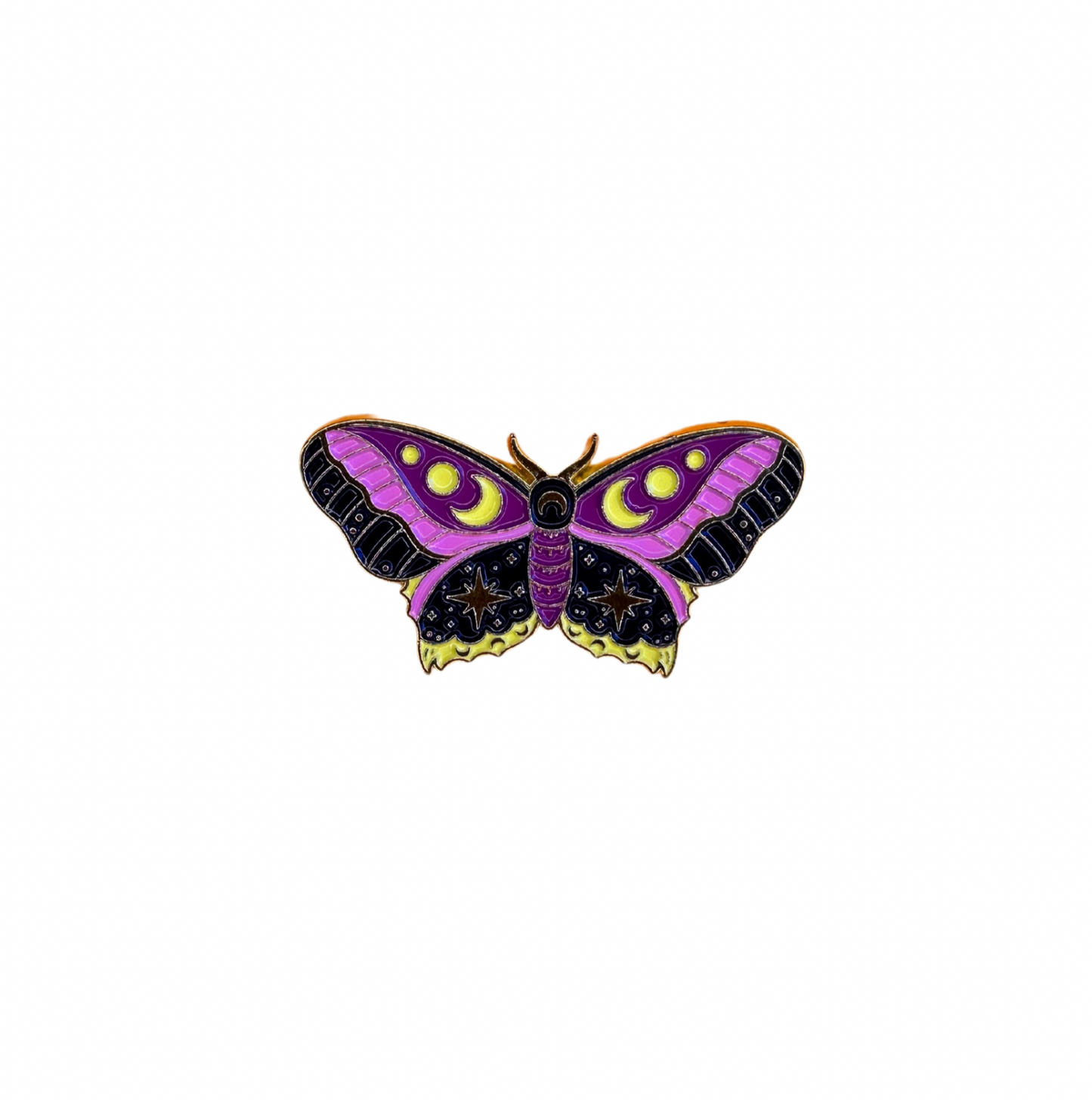 Pink & Purple Moth with Moon & Stars