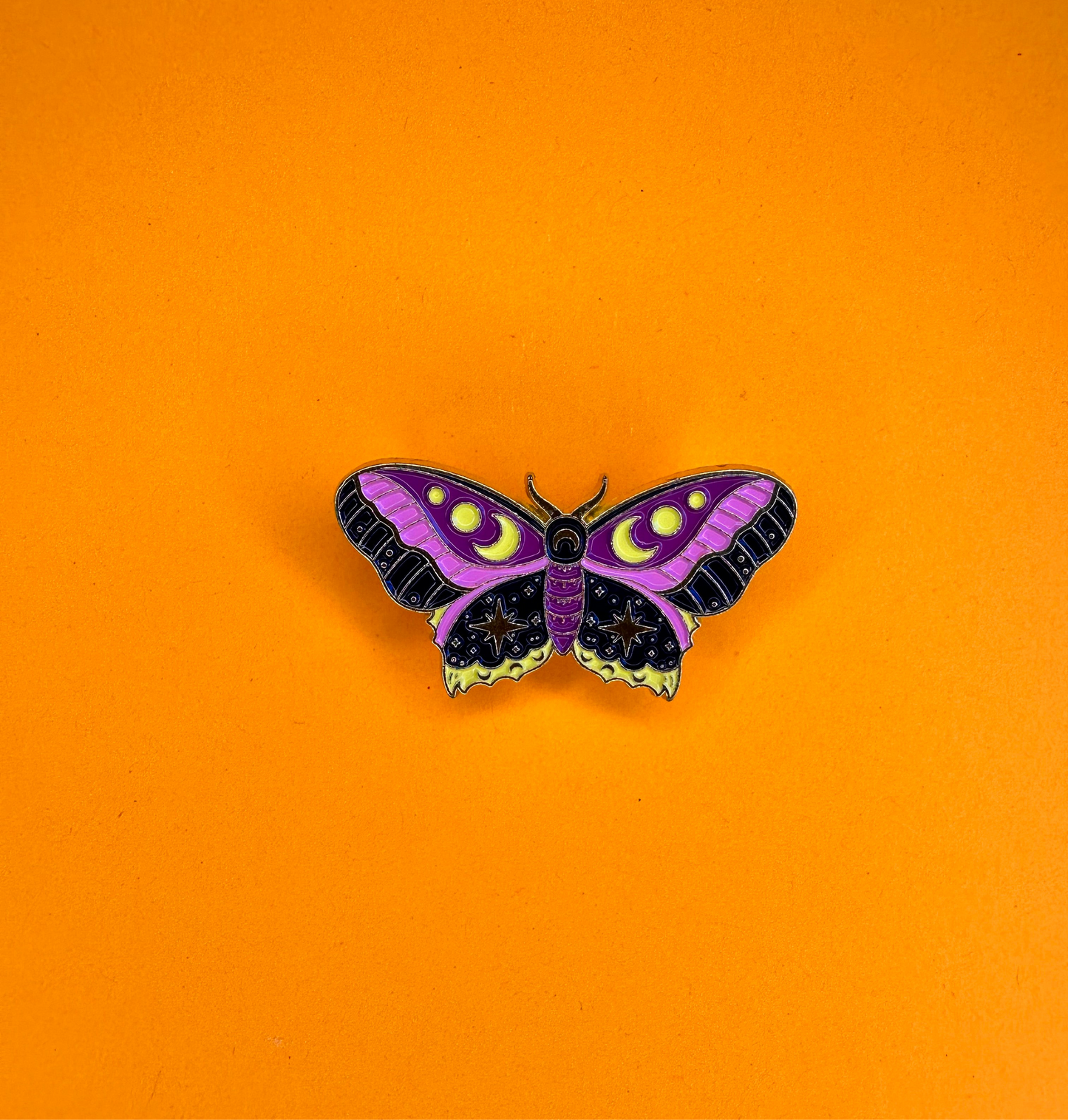 Pink & Purple Moth with Moon & Stars