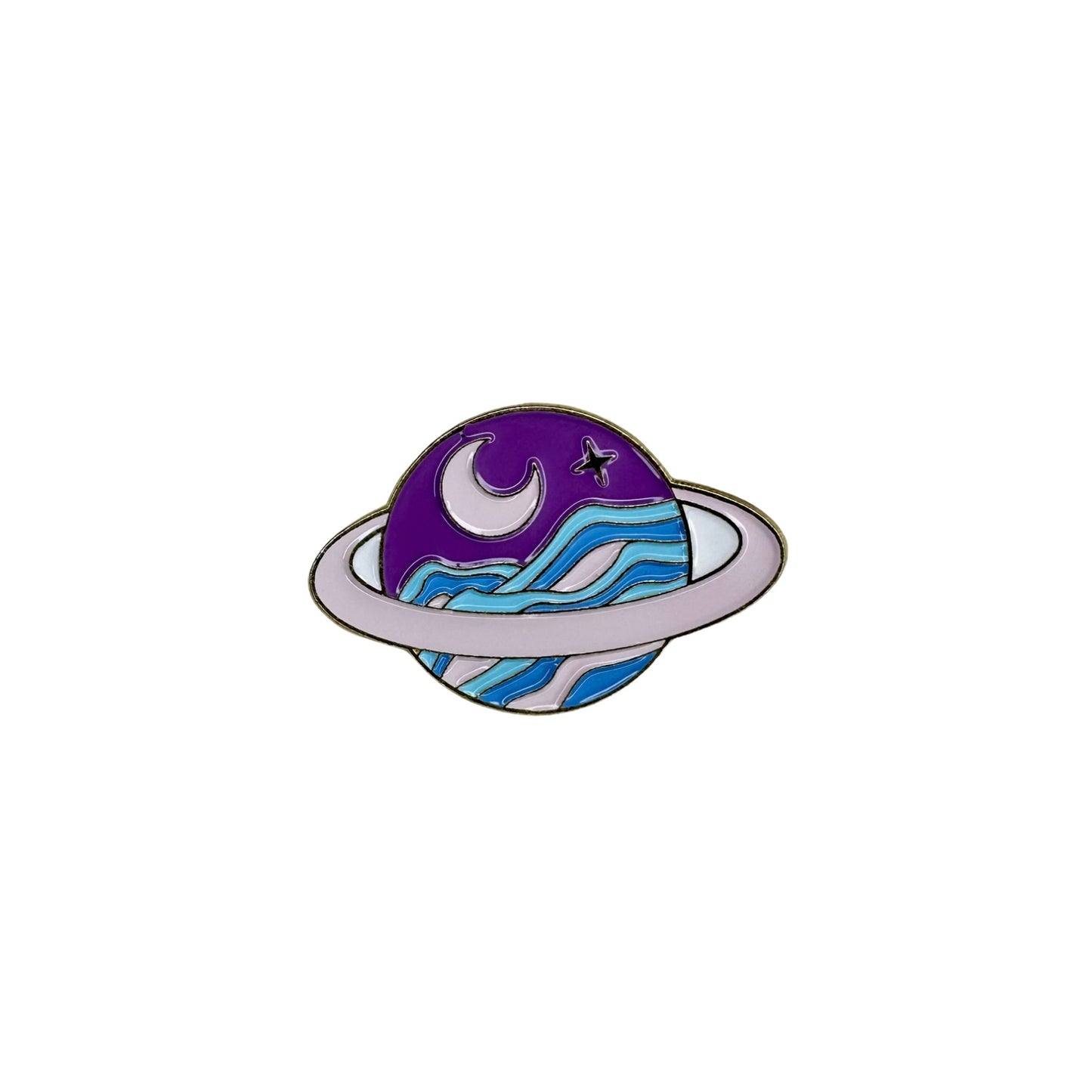 Set of 2 Pins - Blue & Pink Planet Saturn